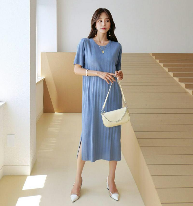 【新作10%OFF】プリーツニットワンピース・全5色・b60416 レディース【ops】【韓国 ファッション ワンピース ロング