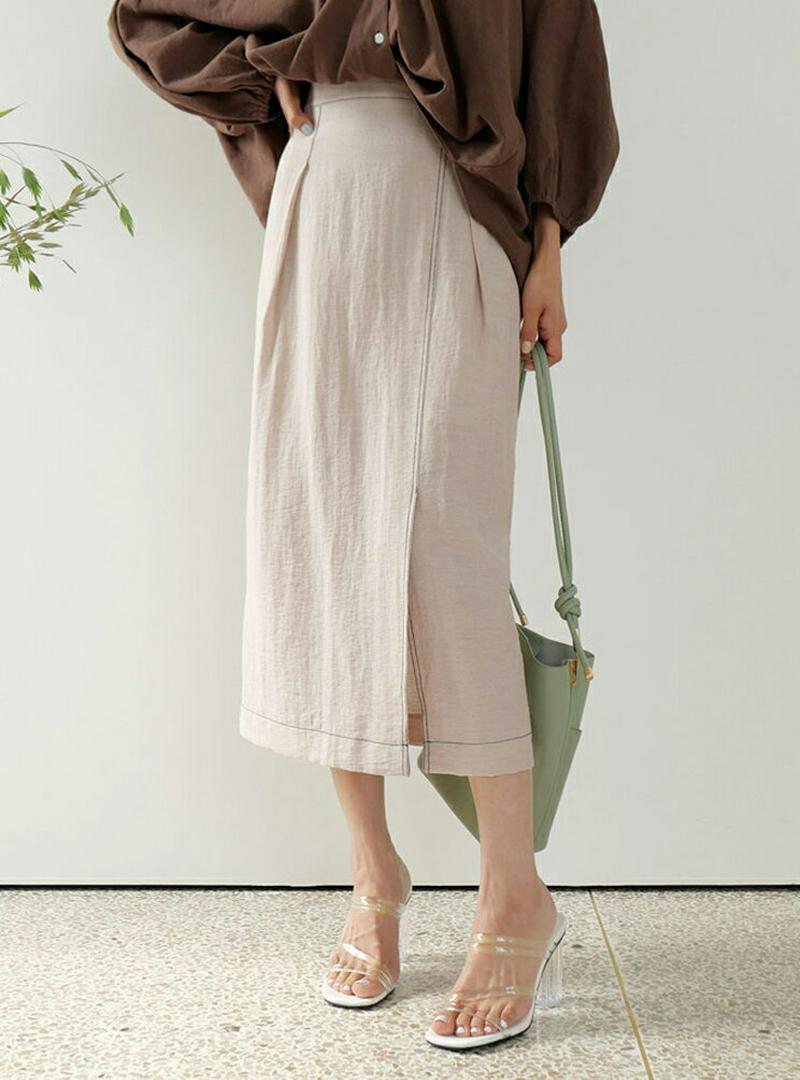 【新作10%OFF】ステッチスリットスカート・全2色・b60430 レディース【sk】【韓国 ファッション スカート ロング ロ
