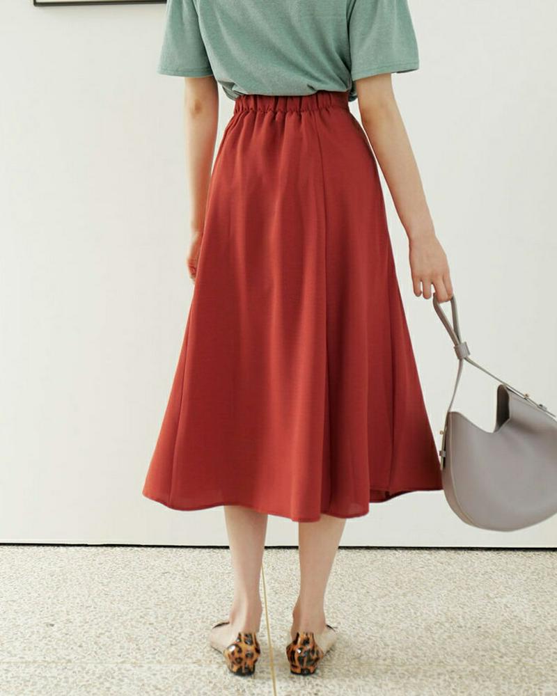 【新作10%OFF】バックゴムフレアスカート・全5色・b60428 レディース【sk】【韓国 ファッション スカート ロング ロ