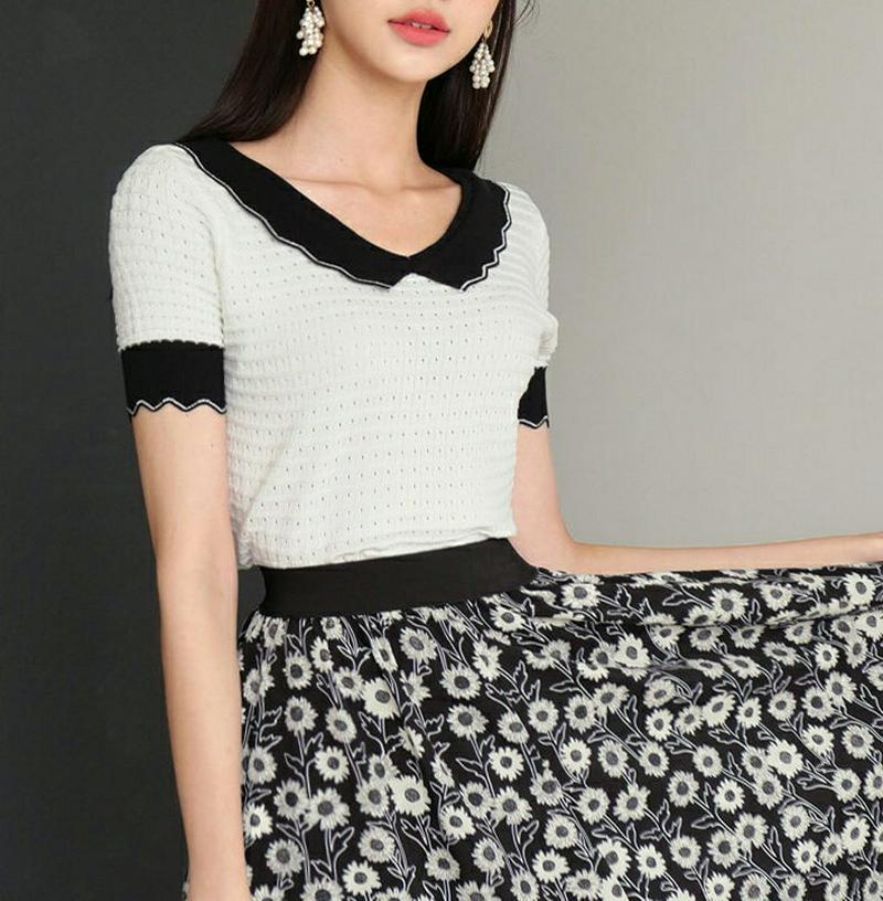 【新作10%OFF】スカップカラー配色ニット・全2色・b60404 レディース【tops】【韓国 ファッション トップス ニット
