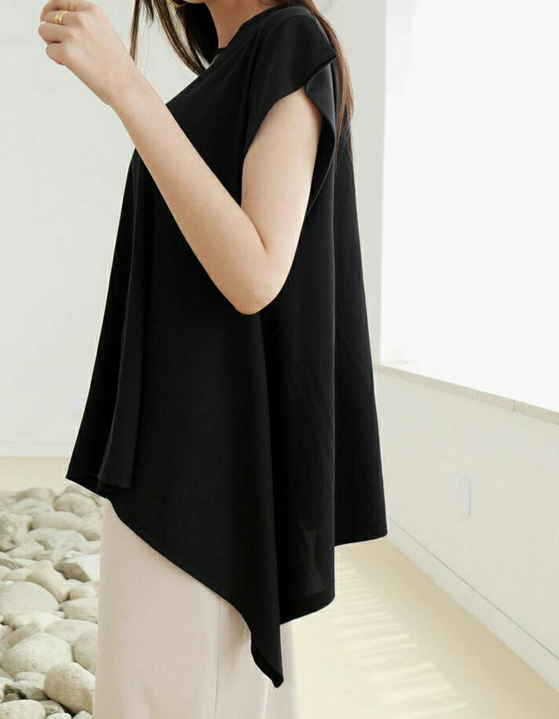 【新作10%OFF】キャップスリーブフレアTシャツ・全4色・b60401 レディース【tops】【韓国 ファッション トップス 