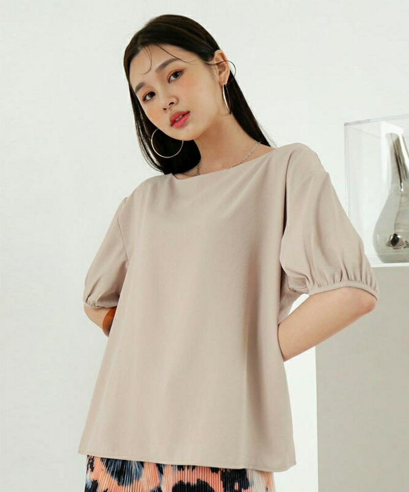 【新作10%OFF】ボートネックブラウス・全2色・t60418 レディース【bl】【韓国 ファッション トップス ブラウス 半袖
