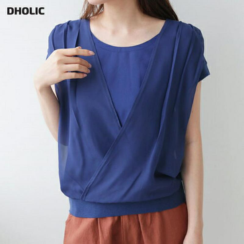 【新作10%OFF】シフォンカシュクールブラウス・全4色・b63146 レディース【bl】【韓国 ファッション トップス ブラウ
