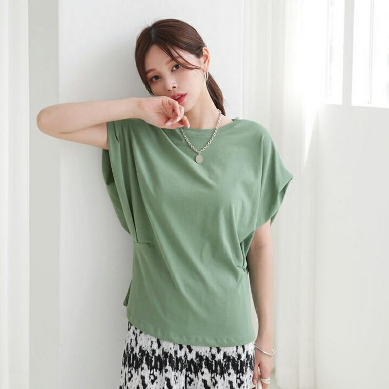 【新作10%OFF】サイドタックドルマンTシャツ・全4色・b63138 レディース【tops】【韓国 ファッション トップス T