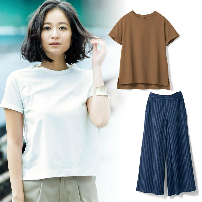 【３点入り】綿１００％サラリストＴシャツとワイドパンツセット（サラリスト）