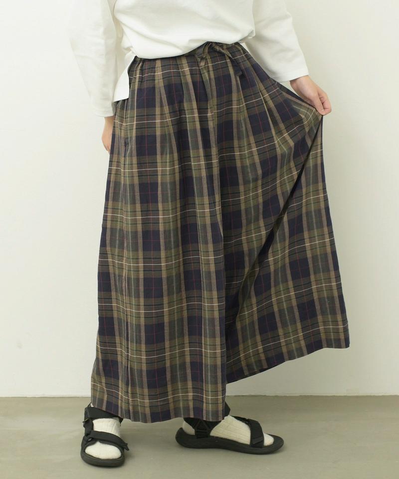 mat 綿麻スラブチェック ワイドパンツ（mat quotidien）