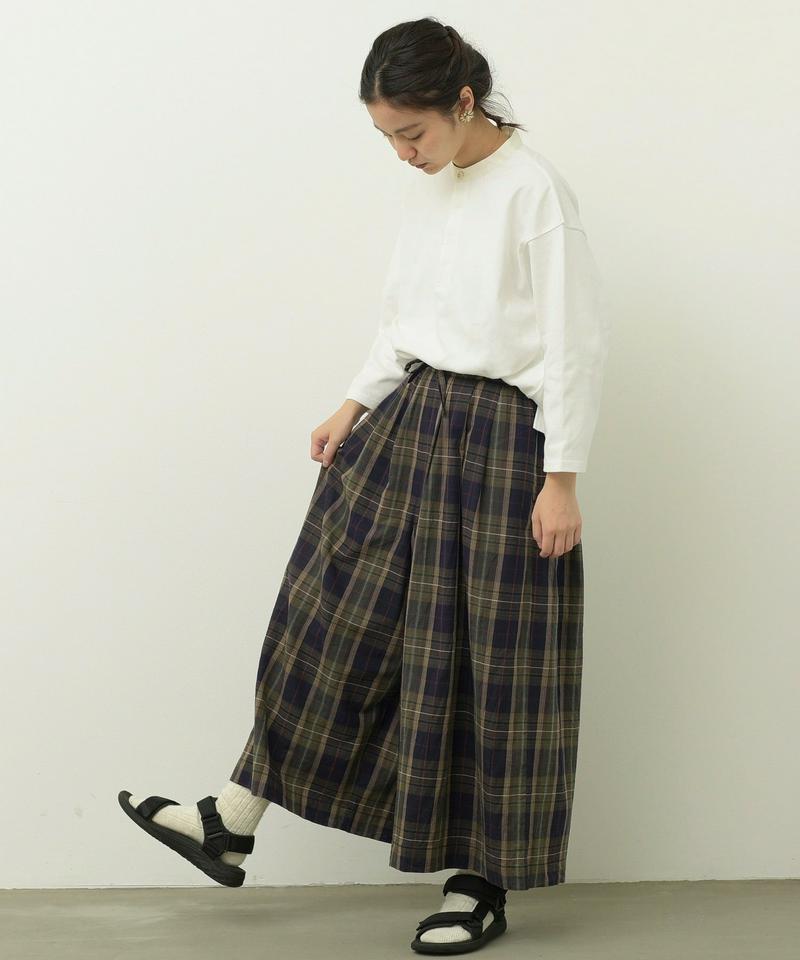 mat 綿麻スラブチェック ワイドパンツ（mat quotidien）