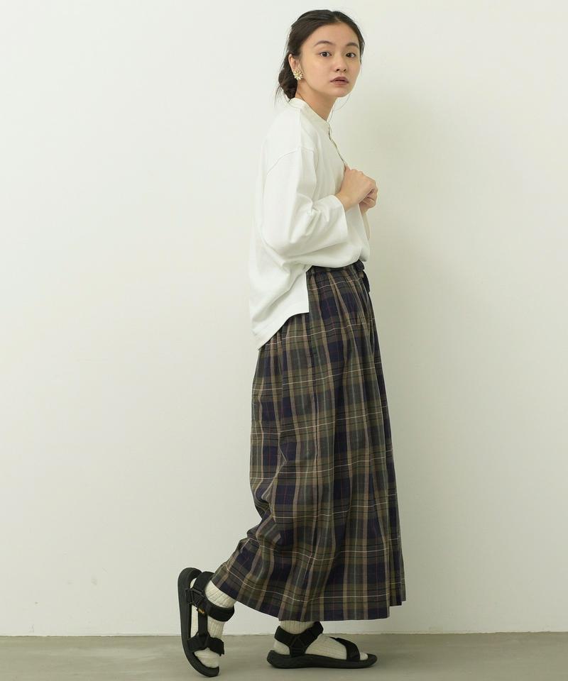 mat 綿麻スラブチェック ワイドパンツ（mat quotidien）