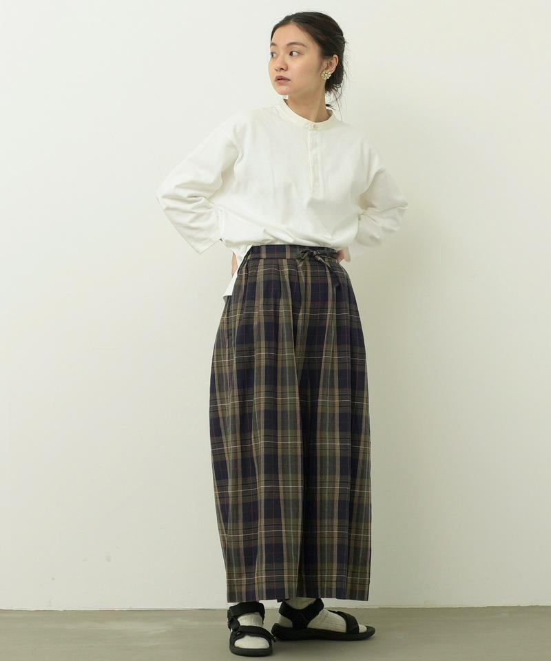 mat 綿麻スラブチェック ワイドパンツ（mat quotidien）