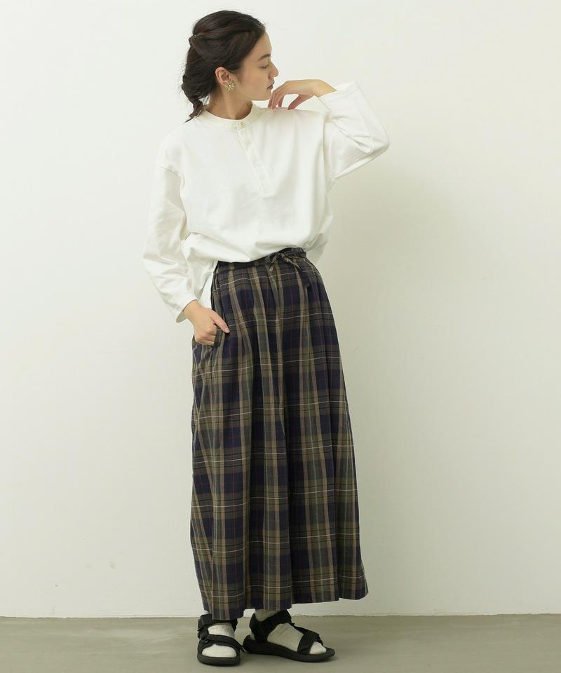 mat 綿麻スラブチェック ワイドパンツ（mat quotidien）