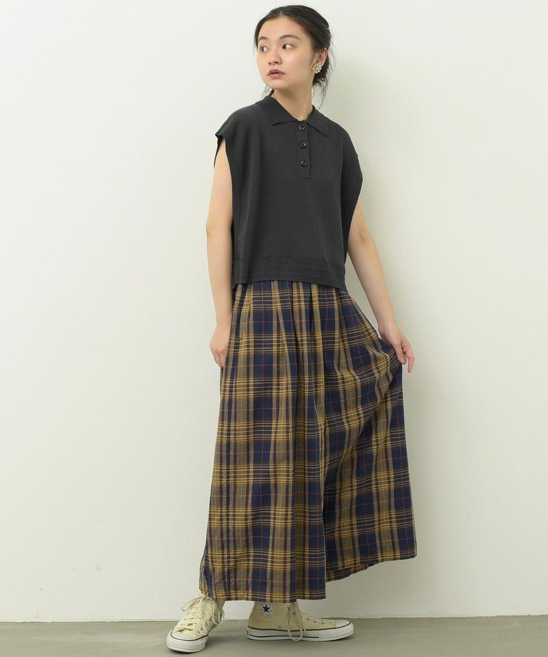 mat 綿麻スラブチェック ワイドパンツ（mat quotidien）