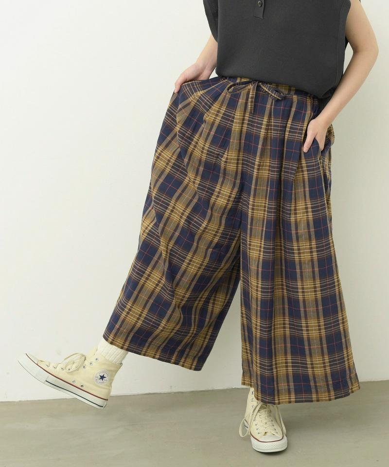 mat 綿麻スラブチェック ワイドパンツ（mat quotidien）