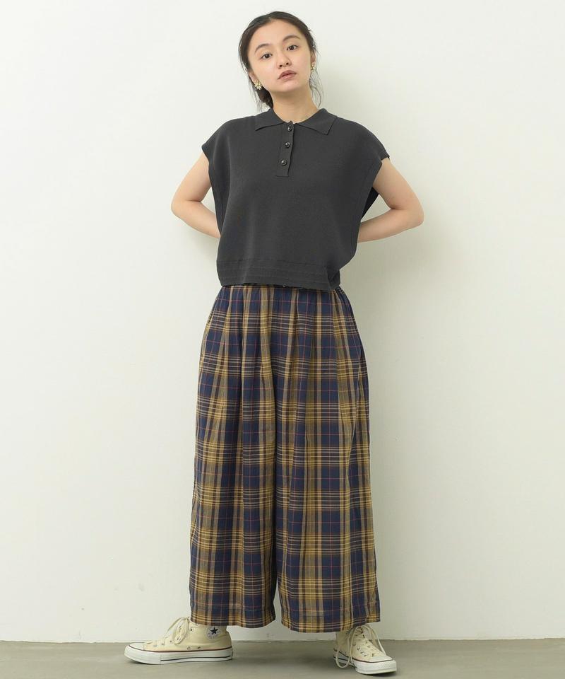 mat 綿麻スラブチェック ワイドパンツ（mat quotidien）