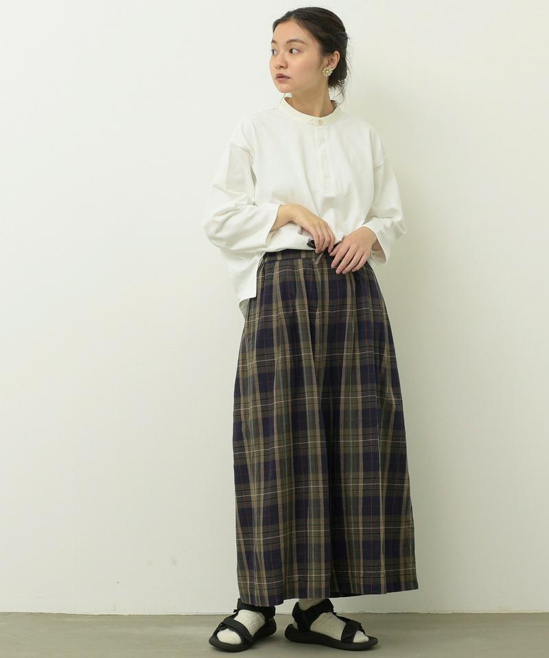 mat 綿麻スラブチェック ワイドパンツ（mat quotidien）