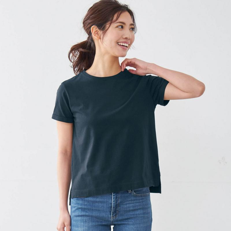 丸みを隠す大人仕立てＴシャツ【綿１００％・吸水速乾・消臭】（サラリスト）