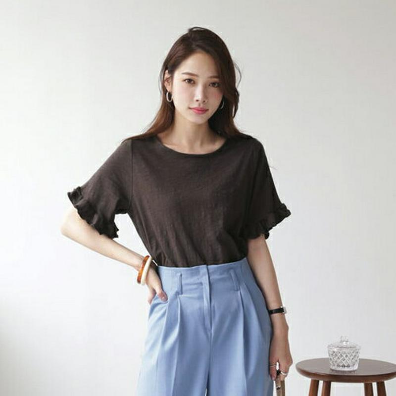 フリルスリーブTシャツ・全5色・b63185 レディース【tops】【韓国 ファッション トップス Tシャツ 半袖 ハーフスリー