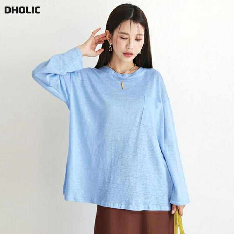 【新作10%OFF】リネン混ポケットTシャツ・全4色・t47789 レディース【tops】【韓国 ファッション トップス Tシャ