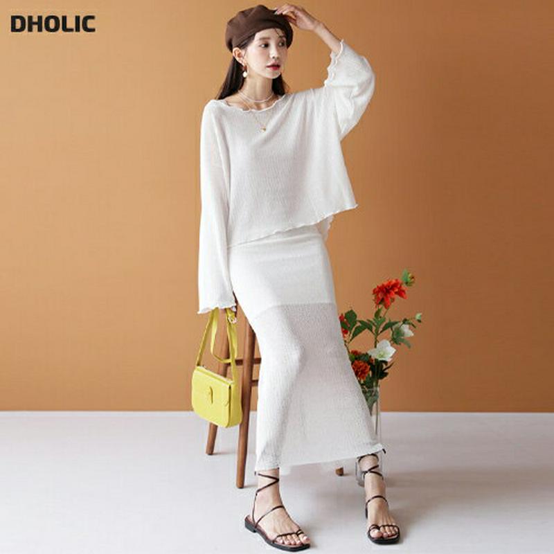 【新作10%OFF】ラウンドニット&Hラインスカート・全4色・t47766 レディース【ops】【韓国 ファッション セットアッ