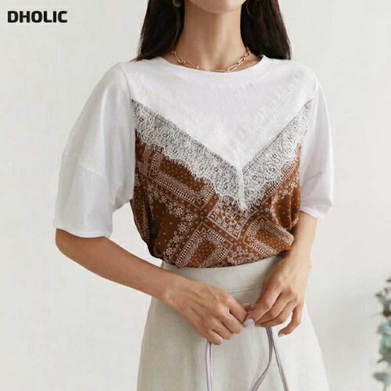 【新作10%OFF】ペイズリーレースTシャツ・全4色・b47788 レディース【tops】【韓国 ファッション トップス Tシャ