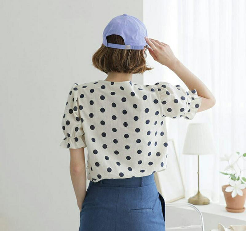 【新作10%OFF】ドロストドットブラウス・全4色・b47745 レディース【bl】【韓国 ファッション トップス ブラウス 半