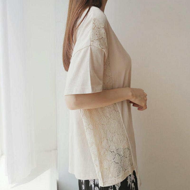 【新作10%OFF】サイドドロストレースTシャツ・全3色・b63213 レディース【tops】【韓国 ファッション トップス T