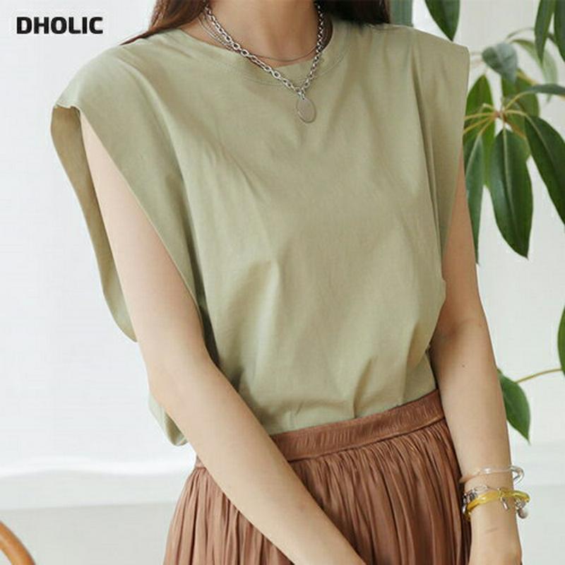 【新作10%OFF】ラウンドコットンスリーブレス・全4色・t63211 レディース【tops】【韓国 ファッション トップス ス