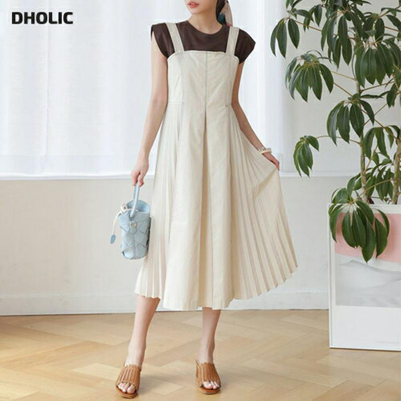 【新作10%OFF】サイドプリーツステッチワンピース・全2色・t63230 レディース【ops】【韓国 ファッション ワンピース