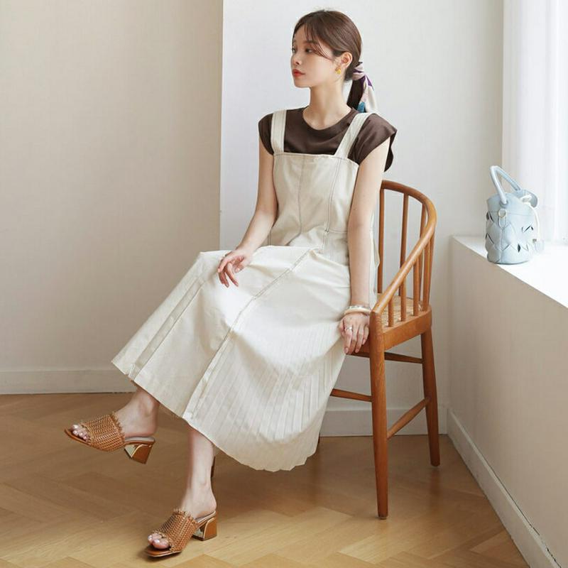 【新作10%OFF】サイドプリーツステッチワンピース・全2色・t63230 レディース【ops】【韓国 ファッション ワンピース