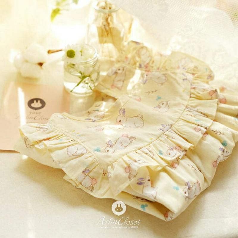 bunnyフリルボックスカラーワンピース・p004564 キッズ【0~2才】【ops】【ワンピース ロング丈 ロングワンピース 半袖 パフスリーブ ボックスカラー フリル リボン 柄 可愛い 女の子 ベビー 韓国 韓国子供服 子供 こども 子供服 こども服】【KIDS】