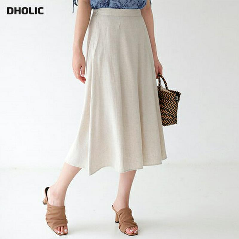 【新作10%OFF】リネン混フレアスカート・全2色・b63236 レディース【sk】【韓国 ファッション スカート ミディ丈 ミ