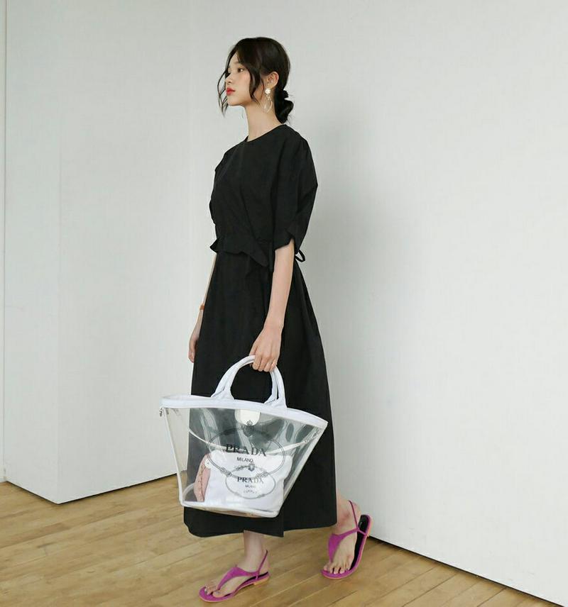 【只今10%OFF】フリルリボンパフワンピース・全3色・t56585 レディース【ops】【韓国 ファッション ワンピース ロン