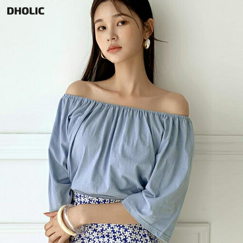 【只今10%OFF】ネックゴムTシャツ・全4色・t60414 レディース【tops】【韓国 ファッション トップス Tシャツ オ