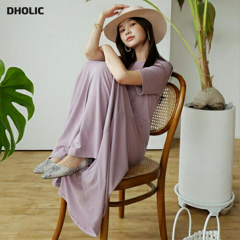 フレアTシャツワンピース・全5色・b56586 レディース【ops】【韓国 ファッション ワンピース ロングワンピース 半袖 ハ