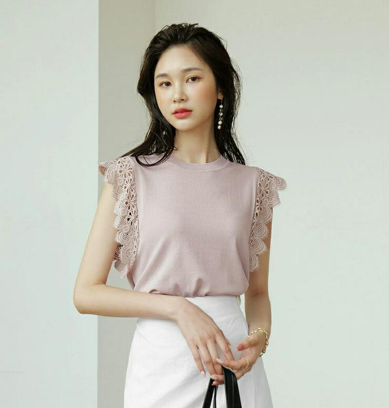 ショルダースカラップレース二ット・全3色・b56572 レディース【tops】【韓国 ファッション トップス ニット フレンチス