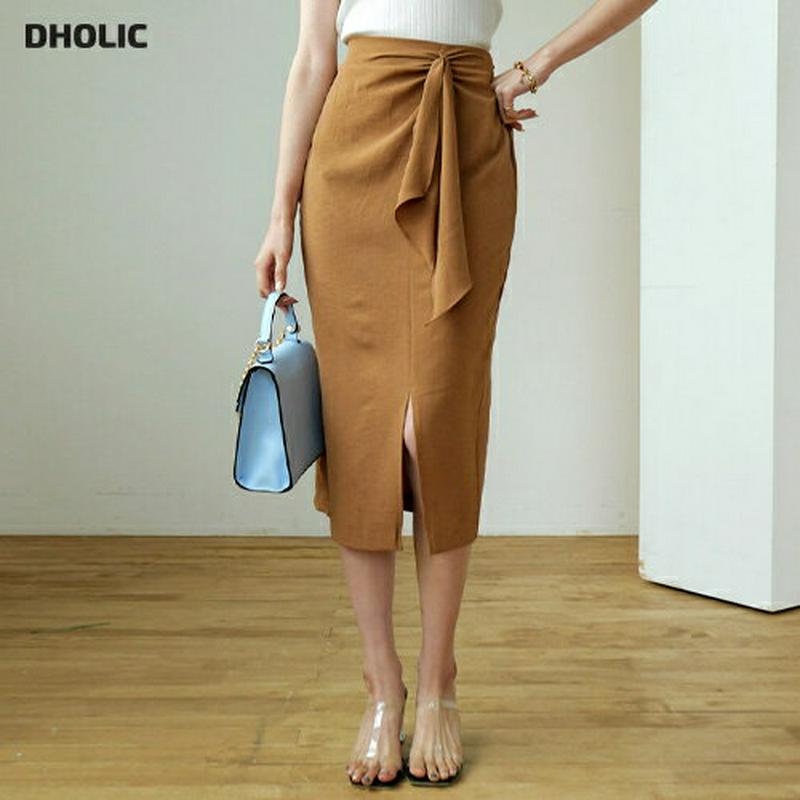 ツイストリボンスカート・全2色・t56565 レディース【sk】【韓国 ファッション ボトムス スカート ミディ丈 ミディスカー