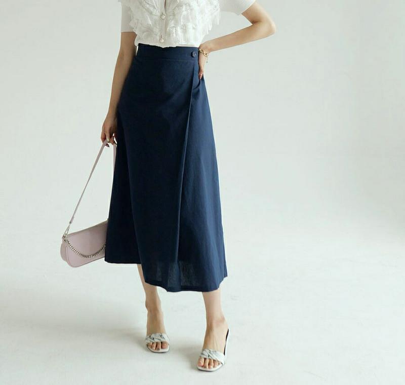 ボタンラップスカート・全3色・b56573 レディース【sk】【韓国 ファッション ボトムス スカート ロング丈 ロングスカート