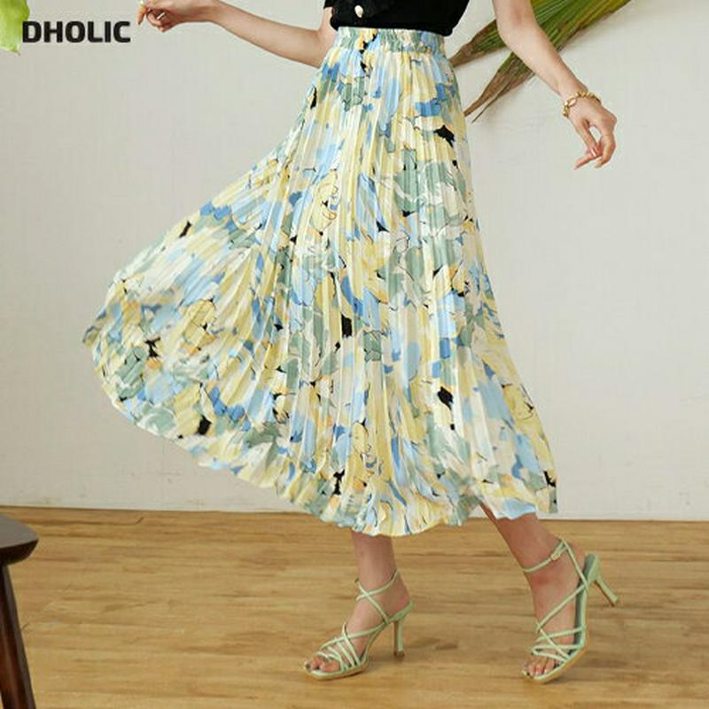 花柄プリーツリースカート・全3色・b56568 レディース【sk】【韓国 ファッション ボトムス スカート ロング丈 ロングスカ