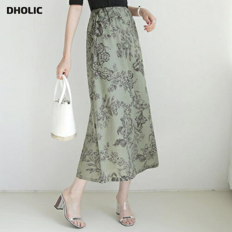 フローラルパターンスリットスカート・全2色・b63201 レディース【sk】【韓国 ファッション スカート ロング ロングスカー