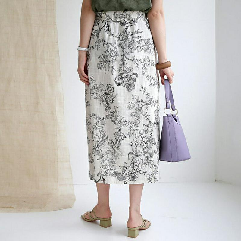 フローラルパターンスリットスカート・全2色・b63201 レディース【sk】【韓国 ファッション スカート ロング ロングスカー