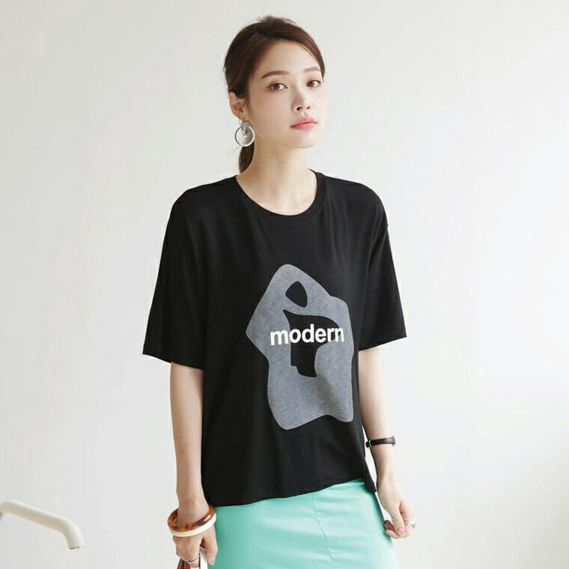 modernアンバランスTシャツ・全4色・b63184 レディース【tops】【韓国 ファッション トップス Tシャツ 半袖 ハ