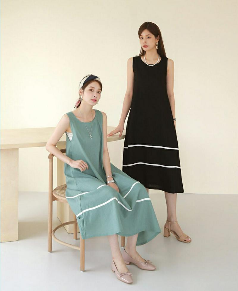 配色ラインワンピース・全4色・b63190 レディース【ops】【韓国 ファッション ワンピース ロング ロングワンピース スリ