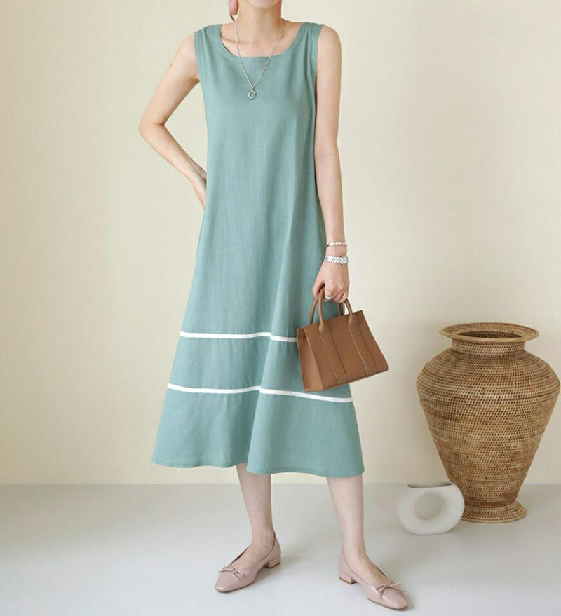 配色ラインワンピース・全4色・b63190 レディース【ops】【韓国 ファッション ワンピース ロング ロングワンピース スリ