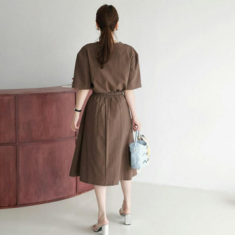 Vネックブラウス&スカートSET・全3色・b63194 レディース【ops】【韓国 ファッション セットアップ setup トッ