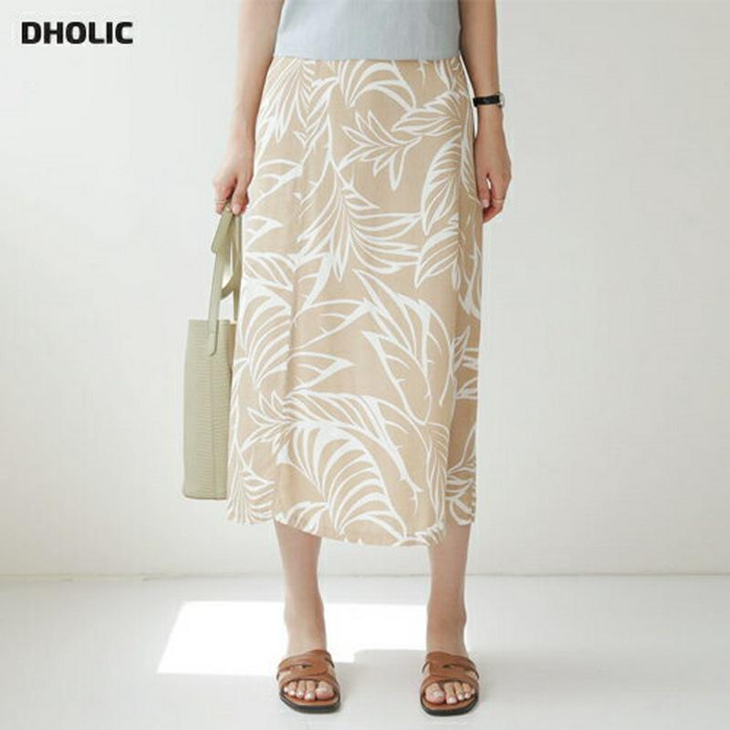 バックゴムリーフパターンスカート・全2色・b63203 レディース【sk】【韓国 ファッション スカート ロング ロングスカート