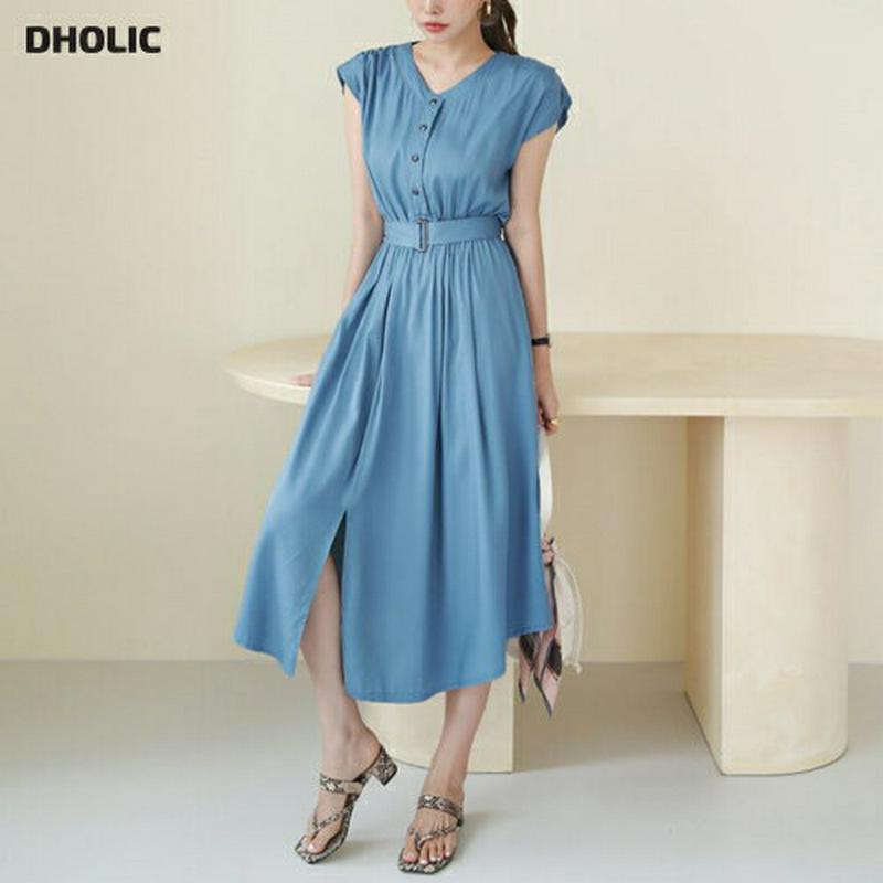 ベルト付ボタンワンピース・全3色・b63193 レディース【ops】【韓国 ファッション ワンピース ロング ロングワンピース 