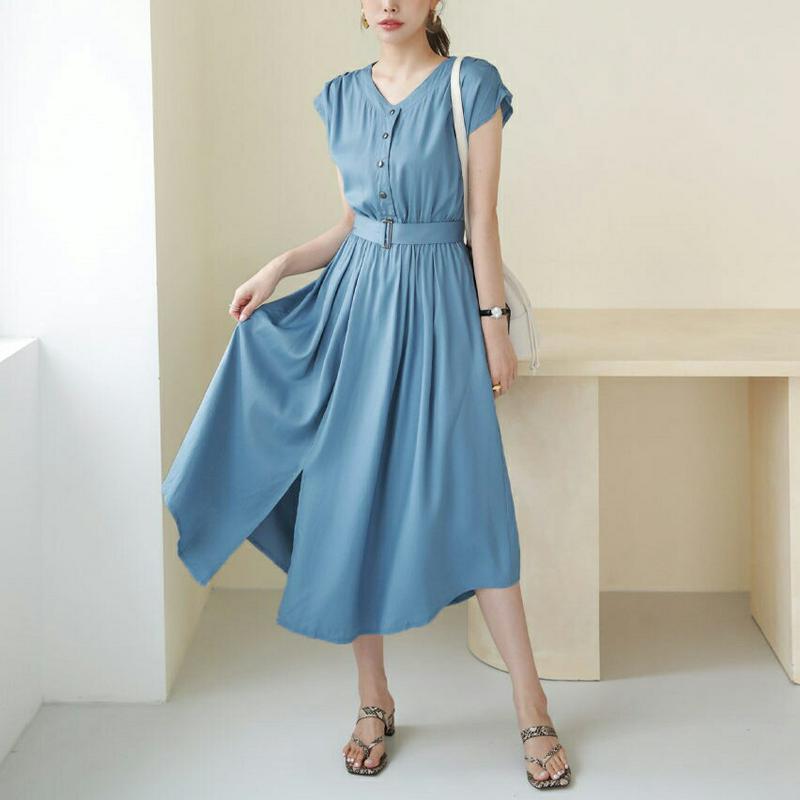 ベルト付ボタンワンピース・全3色・b63193 レディース【ops】【韓国 ファッション ワンピース ロング ロングワンピース 