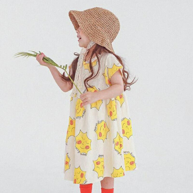 ギャザーパターンワンピース・p004480・キッズ 【3~8才】【ops】【韓国 ファッション ワンピース ロング 半袖 膝下 