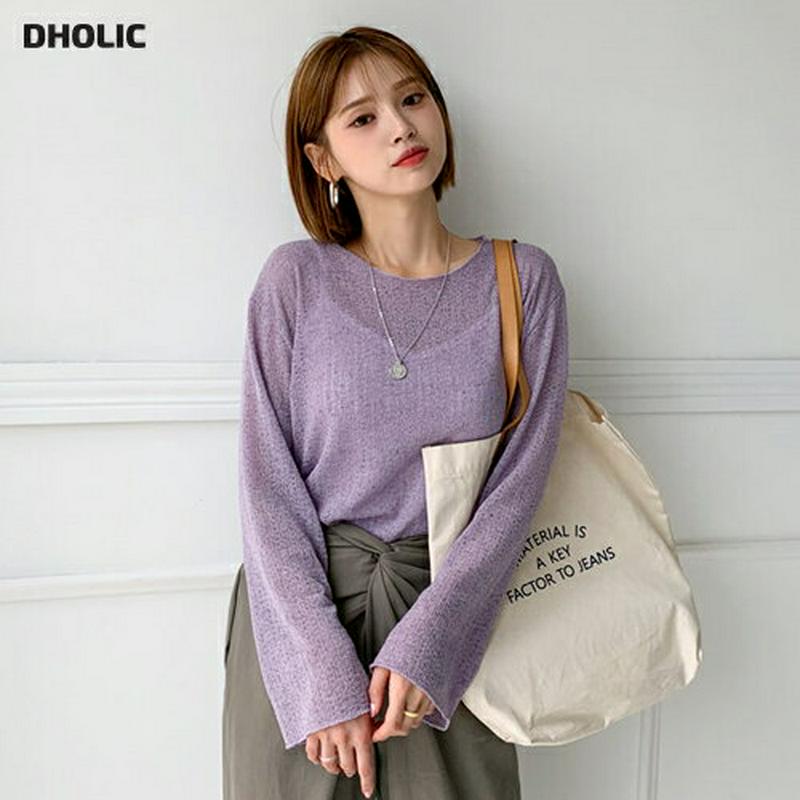 【新作10%OFF】シアーラウンドネックニット・全4色・t60422 レディース【tops】【韓国 ファッション トップス ニッ