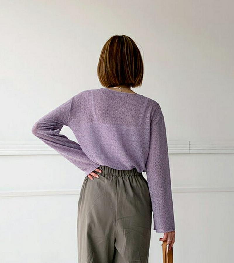 【新作10%OFF】シアーラウンドネックニット・全4色・t60422 レディース【tops】【韓国 ファッション トップス ニッ