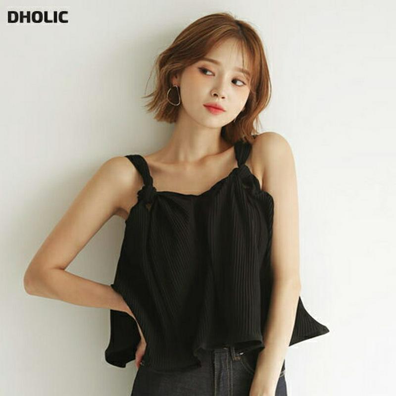 【新作10%OFF】ノットプリーツスリーブレス・全3色・t60410 レディース【tops】【韓国 ファッション トップス スリ